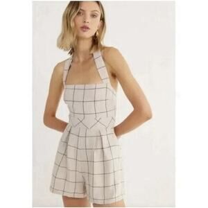NWT Anthropologie Rumer Quinn Playsuit Romper M Natural Beige Cottagecore Boho